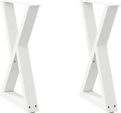 Image de vidaXL Pieds de table de salle à manger 2 pcs. Blanc 60x(72-73,3) cm Acier