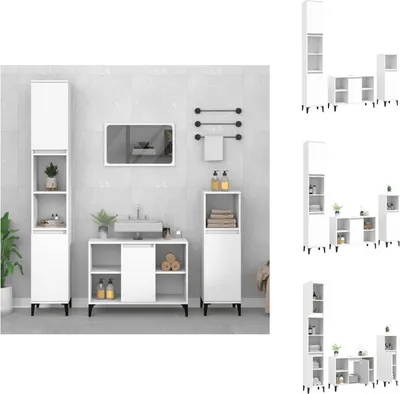 Produktbild von vidaXL 3-tlg. Badmöbel-Set Weiß Holzwerkstoff -  Badezimmermöbel-Sets