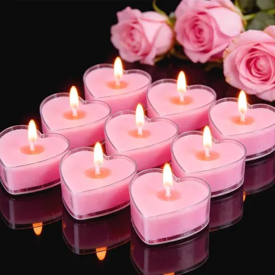 Immagine prodotto di Candele profumate a forma di cuore, rosa, confezione da 9 pezzi, profumo di giglio