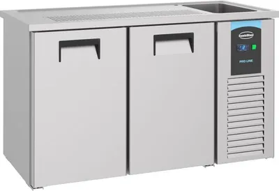 Zdjęcie produktu dla Combisteel Gastro Bar Piwny ze Zlewem – 2 Drzwi, Stół Chłodniczy Ze Stali Nierdzewnej 155 cm