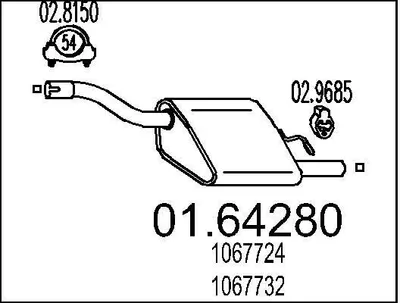 Produktbild von MTS 01.64280 Endschalldämpfer für FORD FOCUS (DAW, DBW) Auspuff