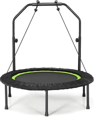 Produktbild von Famanu Fitness-Trampolin 101 cm mit Sicherheitsstange und 2 Widerstandsbändern - Grün
