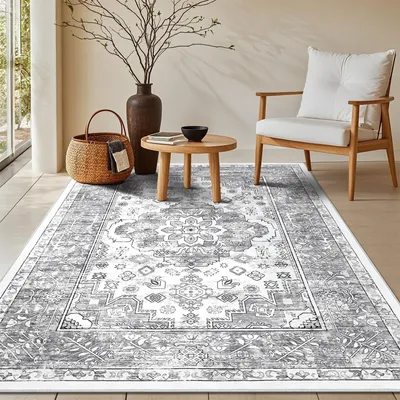 Zdjęcie produktu dla Dywan, 90 x 150 cm, miękki i antypoślizgowy, kolor szary