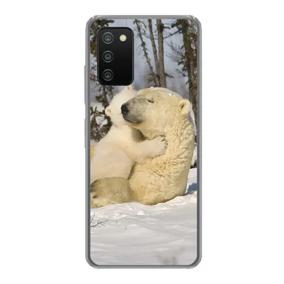 Produktbild von MuchoWow® Handyhülle Schutzhülle Hülle für Samsung Galaxy A03s Eisbär - Schnee - Höhle - Jungtier Silikon Softcase Handy Hülle - Schutz