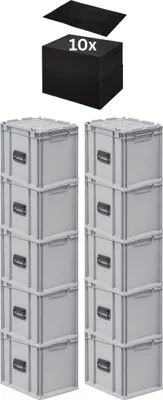 Produktbild von SparSet 10x Eurobox NextGen Portable mit Rasterschaumstoff & Schaumstoffeinlage  Germany | HxBxT 33,5x30x40cm | 30 Liter | Eurobehälter, Transportbox, Transportbehälter, Stapelbehälter