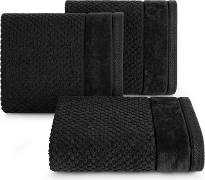 Image de EUROFIRANY | Serviette - Linge de douche - 50x90 cm - Noir - Doux, absorbant, luxueux, facile d'entretien