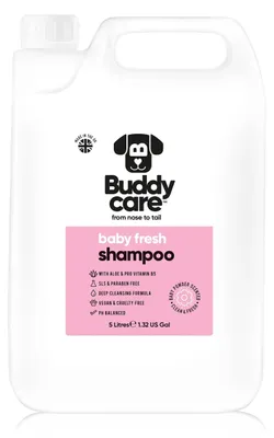 Productafbeelding van Baby Fresh Honden Shampoo van Buddycare - Voor honden met een vieze geur, geschikt vanaf 8 weken - Puppy shampoo met een baby-poeder geur, met aloë vera en provitamine B5 (5L)