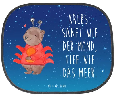 Produktbild von Mr. & Mrs. Panda fenster sonnenschutz auto Krebs Astrologie - Sternenhimmel Blau - Geschenk, Sonnenblende, Sternzeichen, Geburtstagsgeschenk, Tierkreiszeichen, für