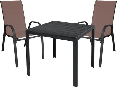 Produktbild von Gartengarnitur Sitzgarnitur 3-tlg. 90x90cm Nonwood Anthrazit / Schwarz