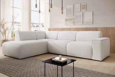 Image de AX LIVING Canapé forme L Didim Blanc - 292 cm, élégant & confortable G