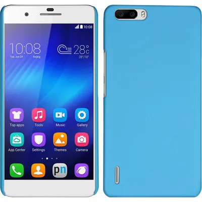 Produktbild von PhoneNatic Case kompatibel mit Huawei Honor 6 Plus - Hülle hellblau gummiert Hard-case + 2 Schutzfolien