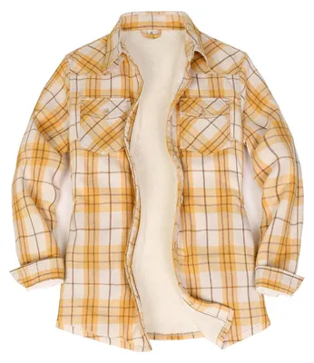 Productafbeelding van Dames Sherpa Lined Jacket - Geel Ruitpatroon