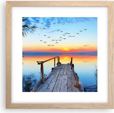 Produktbild von Gerahmtes Poster - Rahmen in heller Eiche - Brücke See - 30x30 cm - Wand Bild - Wanddeko - Wandbilder - Kunstposter - Wandposter - Bilderrahmen - Bilder - Kunstdruck - Wandbild - P2NAC30x30-3818