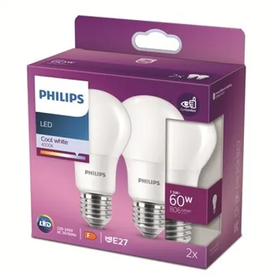 Immagine prodotto di Set 2x lampadine LED 60W A60 E27 CW FR ND 2SRT6