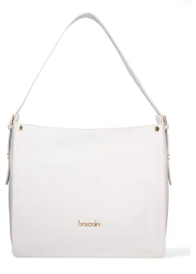 Produktbild von Damen Schultertasche, weiß, aus echtem Leder, mit Reißverschluss, hergestellt in Italien