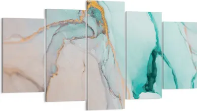 Produktbild von Bild auf Leinwand - Leinwandbild - 5 Teile - Marmor Abstraktion Türkis - 160x85cm - Wand Bild - Wanddeko - Wandbilder - Leinwanddruck - Bilder - Wanddekoration - Leinwand bilder - EA160x85-4451