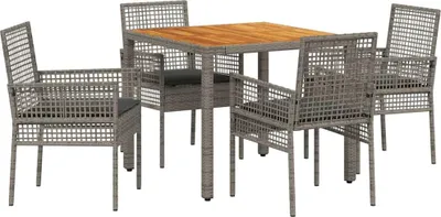 Image de vidaXL Ensemble de jardin pour repas, 5 pièces, gris, en résine tressée