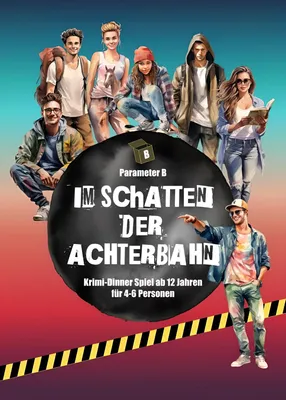 Produktbild von Im Schatten der Achterbahn Krimi-Dinner Spiel für 4 Personen