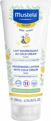 Produktbild von Mustela Bébé Nourishing Body Lotion with Cold Cream beruhigende Emulsion für Kinder 200 ml