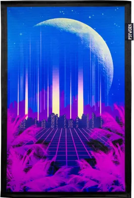 Produktbild von PSYWORK Schwarzlicht Stoffposter Neon "Vaporware 80 Skyline", 30x45cm