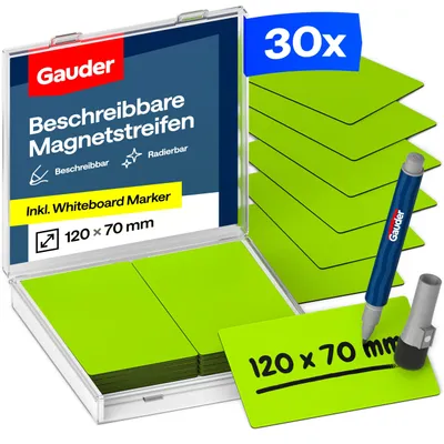Immagine prodotto di Strisce magnetiche scrivibili, etichette magnetiche (30 pezzi, 120x70 mm)