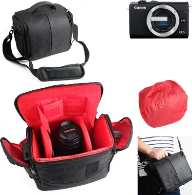 Produktbild von K-S-Trade Kompatibel mit Canon EOS M200 Kameratasche Fototasche Schultertasche Zubehör Tasche einteilbare Trennwänden für Systemkamera, DSLR DSLM
