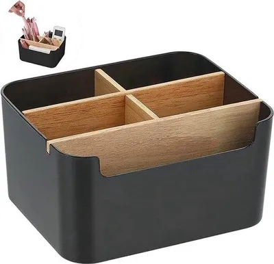 Immagine prodotto di Organizer da scrivania in bambù con 5 scomparti per penne e piccoli oggetti