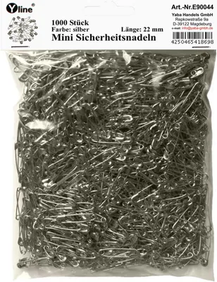 Mini-Sicherheitsnadeln, 1000 Stück, silber, 22 mm, E90044