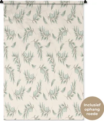 Produktbild von MuchoWow® Wandteppich Wandbehang Vintage - Blatt - Pastell 90x135 cm Tapisserie Dekoration Wandtuch - Baumwolle - Wandskulptur