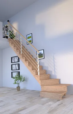 Produktbild von Holztreppe Lindos (Eiche) in  1/4 gewendelter Ausführung links-80 cm-Design Geländer Holzrundstäbe-mit Setzstufen