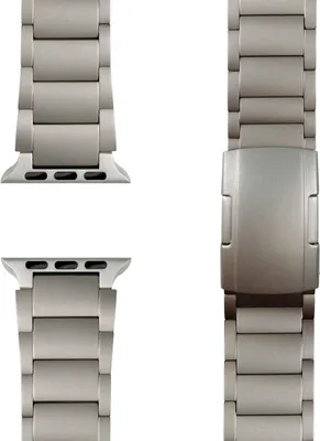 Produktbild von Argon Titan Armband für Apple Watch Ultra/SE/10/9/8/7/6/5/4/3/2/1, Metall Ersatzarmband mit Faltschließe, 42/44/45/46/49mm -  Titan Natur