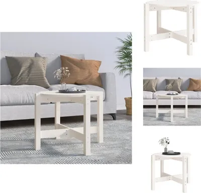 Obrázok produktu pre vidaXL Konferenčný stolík biely Ø 62,5x45 cm z masívneho borovicového dreva - Konferenčné stolíky