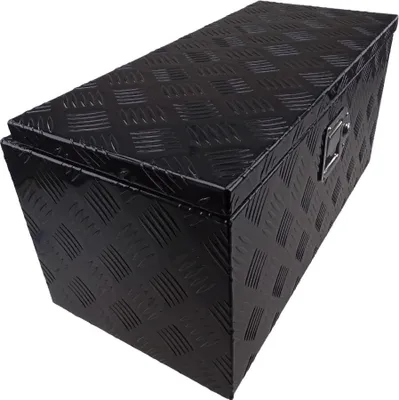 Produktbild von Deichselbox / Staubox aus schwarz Aluminium 600 x 300 x 300mm für PKW Anhänger
