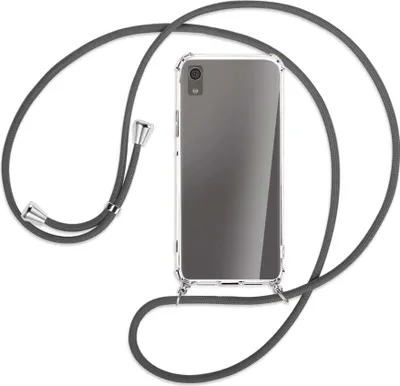 Produktbild von Handykette Backcover-Schutzhülle mit Band (Metall silberfarben) für Sony Xperia XA1 - dunkelgrau