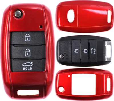 Produktbild von Auto Schlüssel Kunststoff Hülle ABS Plastik Schutz Cover Rot kompatibel mit KIA Sportage Rio Ceed Sorento Soul Carens Picanto Klappschlüssel