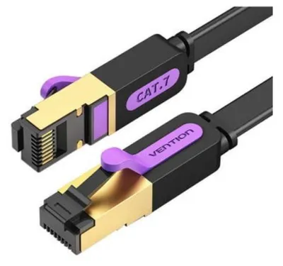 Produktbild von Patchkabel STP, Cat. 7, 8 m, flach, Kupfer, 10 Gbit/s, Schwarz