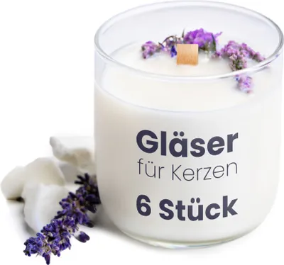 Produktbild von Teelichtgläser 7x8cm, 6 Stück kleine Kerzengläser für DIY Kerzen, Gläser für Teelichter und Kerzenhalter