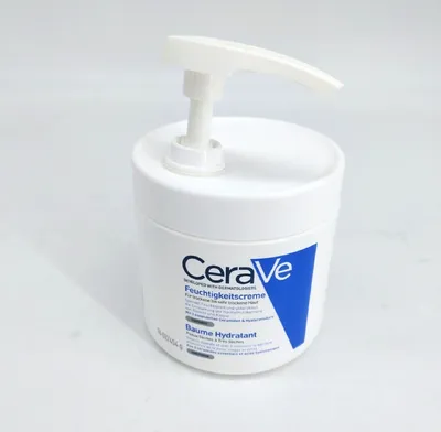 Produktbild von Cerave Feuchtigkeitscreme für Gesicht und Körper, 454 g, mit Pumpspender, reichhaltig, nicht fettend, bei trockener Haut und Neurodermitis, parfümfrei, von Dermatologen entwickelt.
