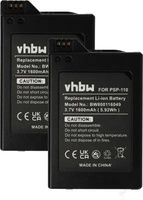 Produktbild von vhbw 2x Akku kompatibel mit Playstation Portable PSP-1003, PSP-1002, PSP-1001, PSP-1006, PSP-1005, PSP-1004 Spielekonsole (1600 mAh, 3,7 V, Li-Ion)