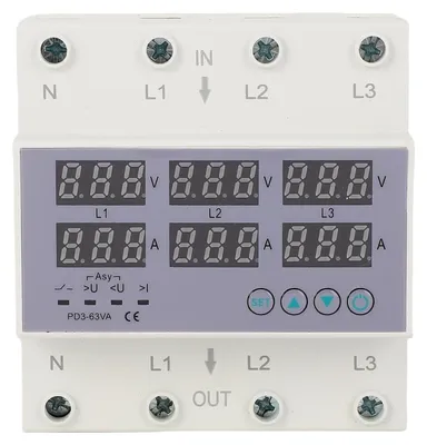 Productafbeelding van 3-fasen DIN-rail Voltmeter Ampèremeter Multitester, AC 390‑500V