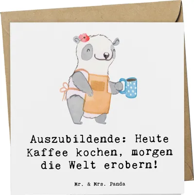 Produktbild von Mr. & Mrs. Panda Klappkarte Auszubildender Abenteuer - Weiß - Geschenk, doppelkarte, Berufe, faltkarte, kreative Geschenke, Glückwunschkarte, Anerkennung, Beruf, Träume