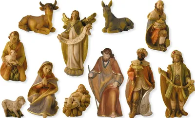 Produktbild von 11x FADEDA Krippenfiguren / Höhe:15 cm / handbemalt / detailgetreue Krippen Figuren - Weihnachten Tisch Dekoration Krippe Zubehör