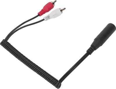 Obrázek produktu pro 6,35 mm jack na 2 cinch konektory, spirálový kabel, stereofonní rozbočovač Y, mikrofonní adaptér pro reproduktory, DVD přehrávače, mikrofony
