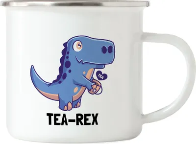 Produktbild von Tea-Rex Emaille Tasse Lustig Dino Tee Teetrinker Teeliebhaber Dinosaurier Teetasse Kaffeetasse