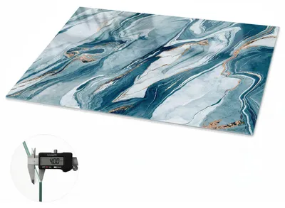Produktbild von Glas Tischplatte 120x80 cm – Tischauflage aus gehärtetem Glas – Glasplatte für Esstisch – Küchentischplatte aus Glas – Tischschutz Glas modern – Dekorative Glasplatte – Pflegeleichte Glastischplatte – Sicherheitsglas Tischplatte – Abstrakte Wellen, KI-generiertes Bild