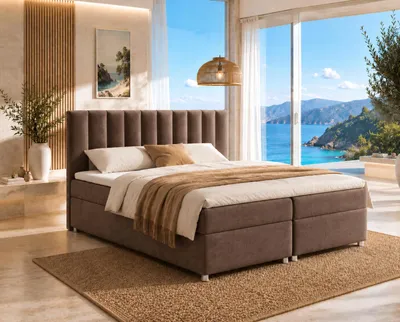 Produktbild von Best for Home Boxspringbett mit Bettkasten Trinity K-10 Bonellfederkern inkl. Topper, mit Lieferung, Aufbau & Entsorgung 140x200-Braun