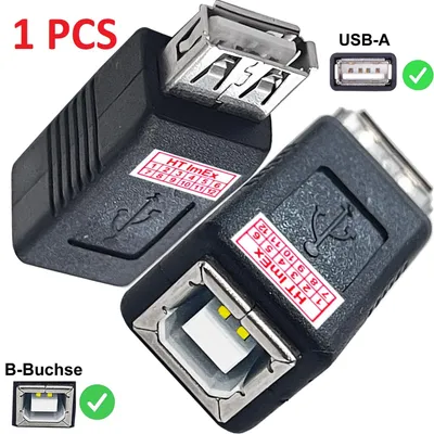 Produktbild von USB Adapter Kupplung USB-A Buchse auf USB-B Buchse für Drucker Scanner PC Zubehör