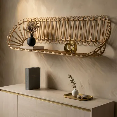 Zdjęcie produktu dla Półka ścienna z brązowego metalu 162x28x43,5 cm