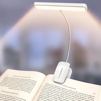 Immagine prodotto di Lampada da lettura per libri - Clip per libro, flessibile - Ideale per la lettura notturna - 26 LED regolabili - Batteria da 1200 mAh - Colore bianco