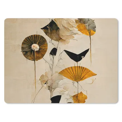 Produktbild von MuchoWow® Mauspad Mousepad Blumen - Vintage - Pflanzen - Gold 23x19 cm - Mousepads - Maus Mat - Pad - Mausunterlage - Schreibtischunterlage - Mauspad